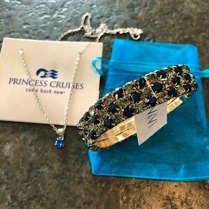 💎NWT ViVi Cookie Lee Sapphire Blue Crystal Stretch Bracelet & Effy Necklace